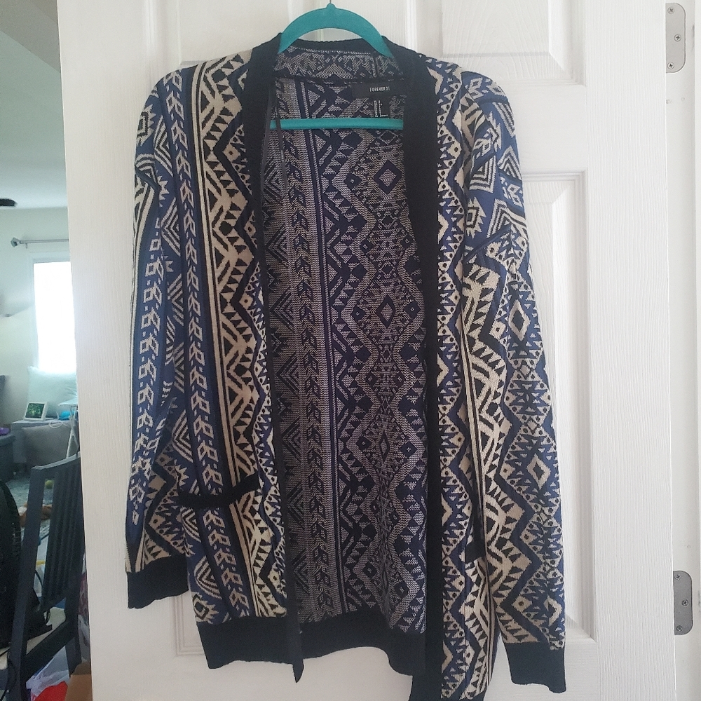 Forever 21, S, Aztec Print Oversize Cardigan